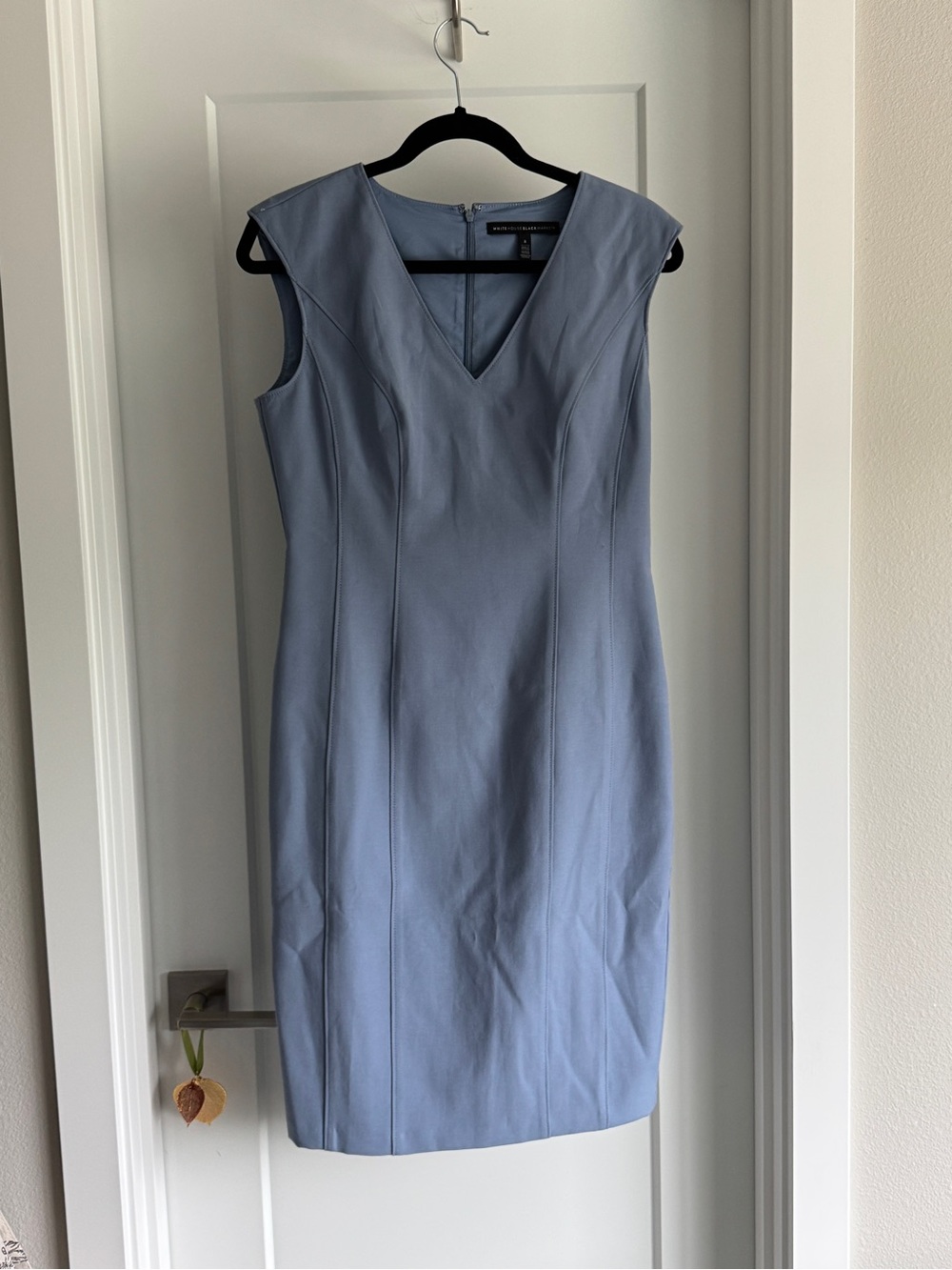 White House Black Market Sleek V-Neck Sheath Dress in Light Blue/periwinkle